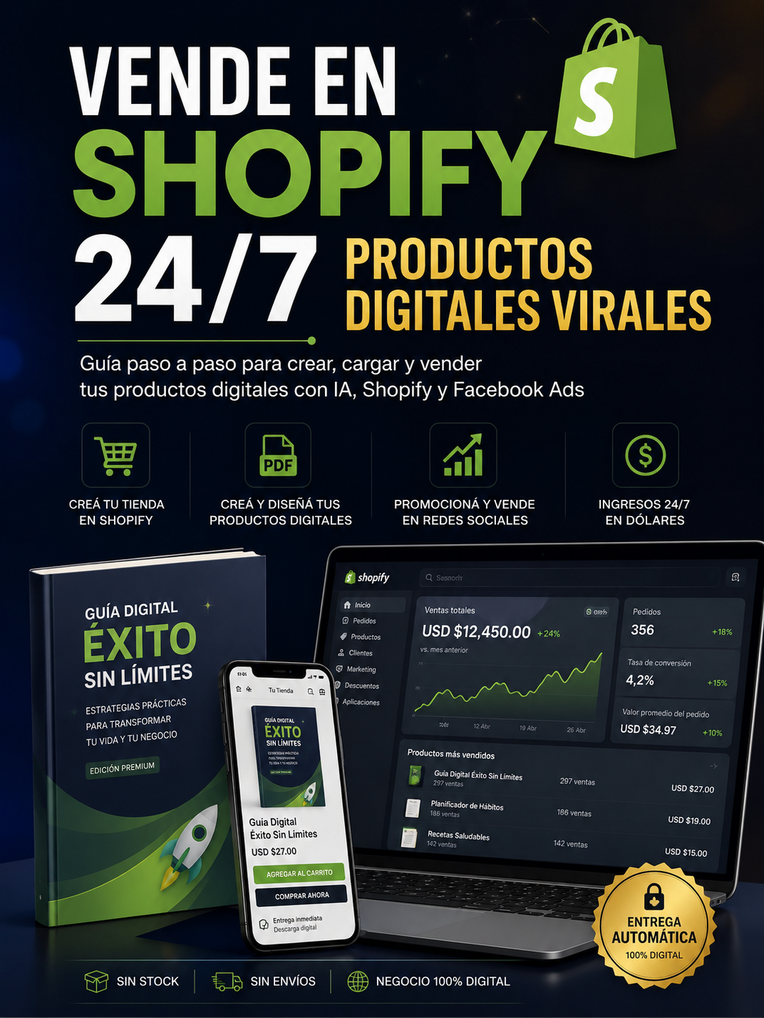 Vende en Shopify 24/7 Productos Digitales Virales