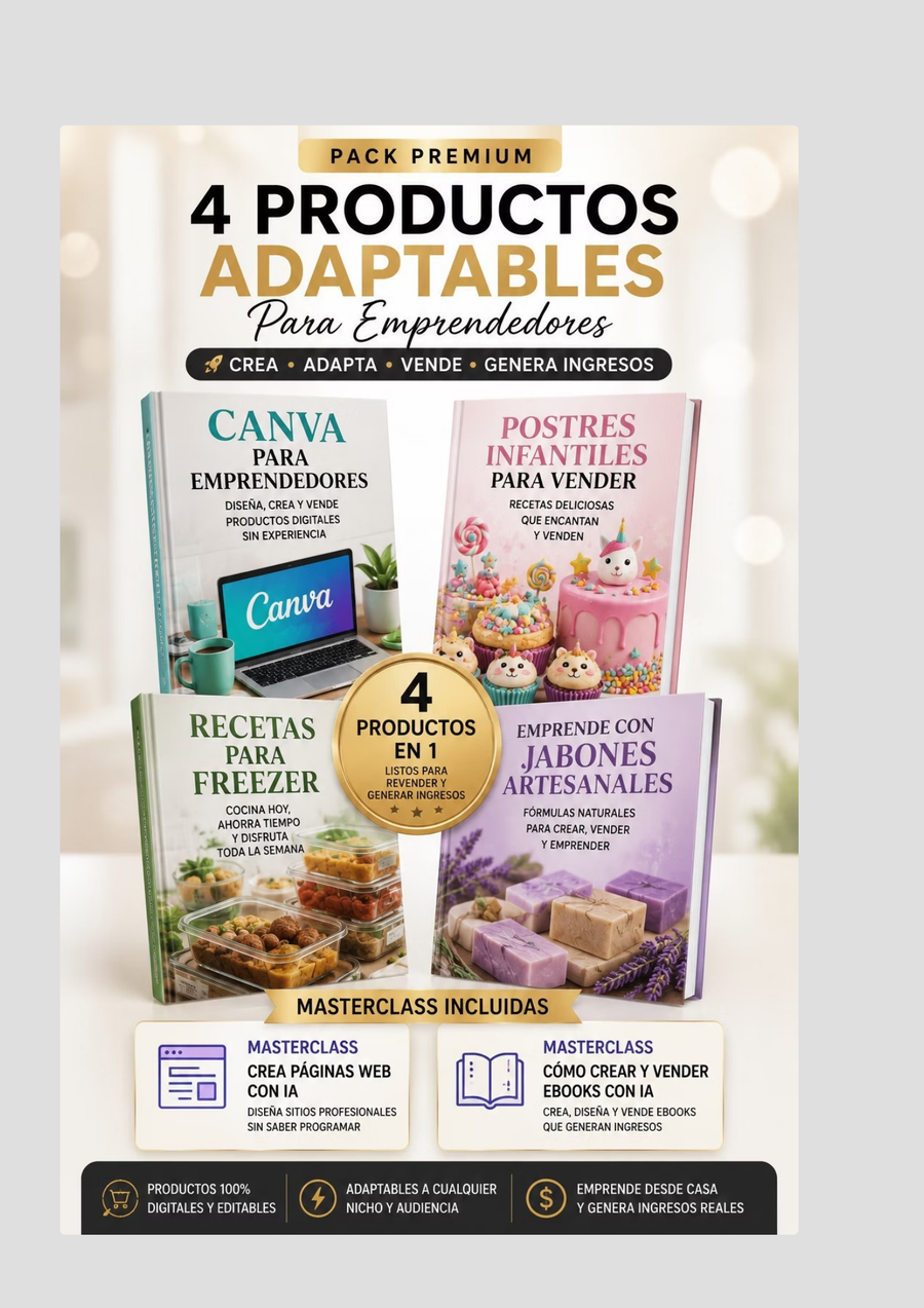 Pack Premium para Emprendedores: Infoproductos Rebrandables + Masterclasses + Prompts IA
